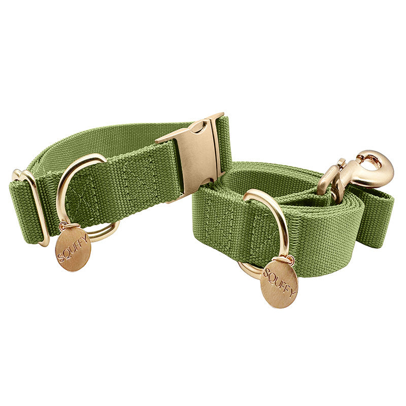 Klassieke Hondenhalsband Moss Breeze Olijfgroen