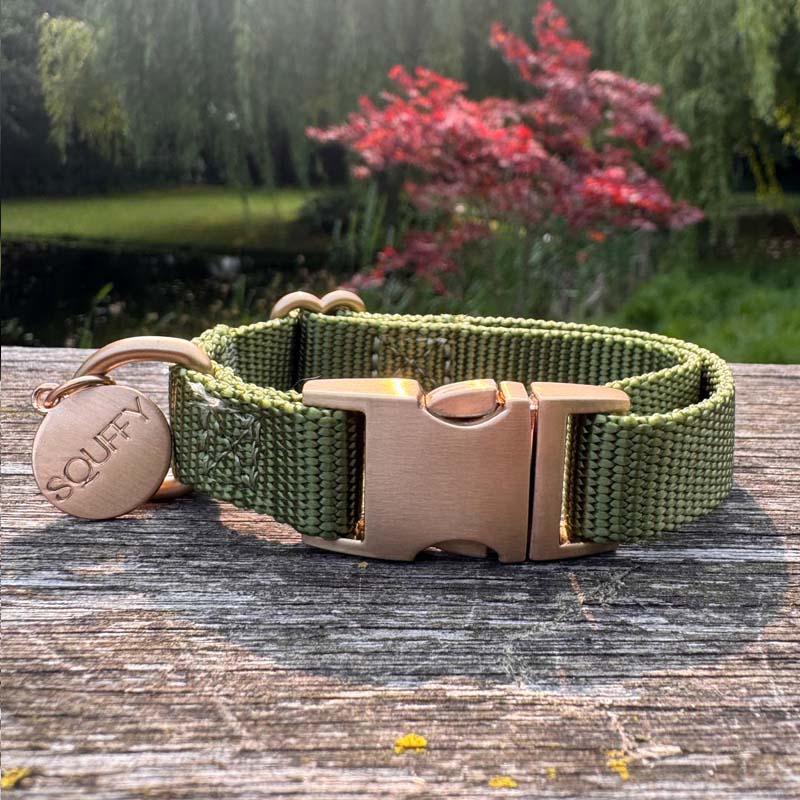 Puppyhalsband Moss Breeze Olijfgroen